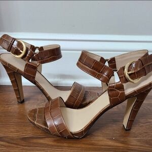 Karl Lagerfeld Brown Croc-Pattern Heels